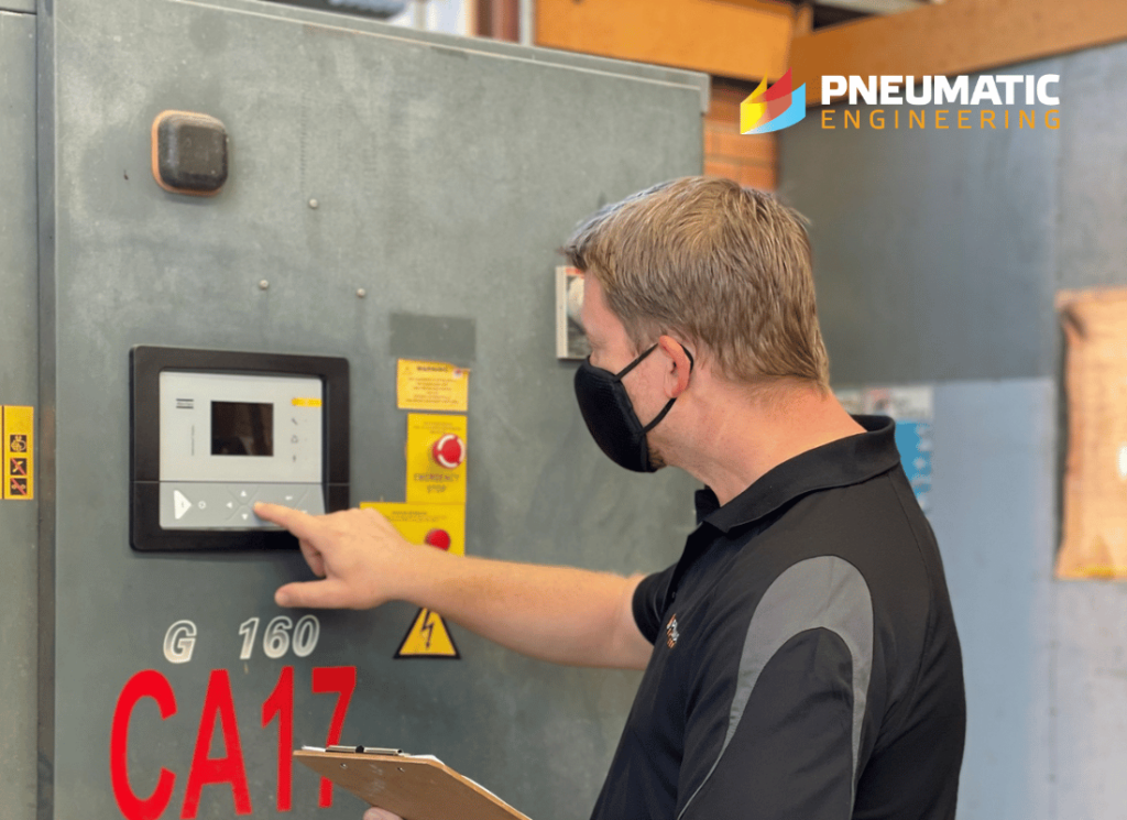 Compressor Technician performing maintenance on a compressed air system