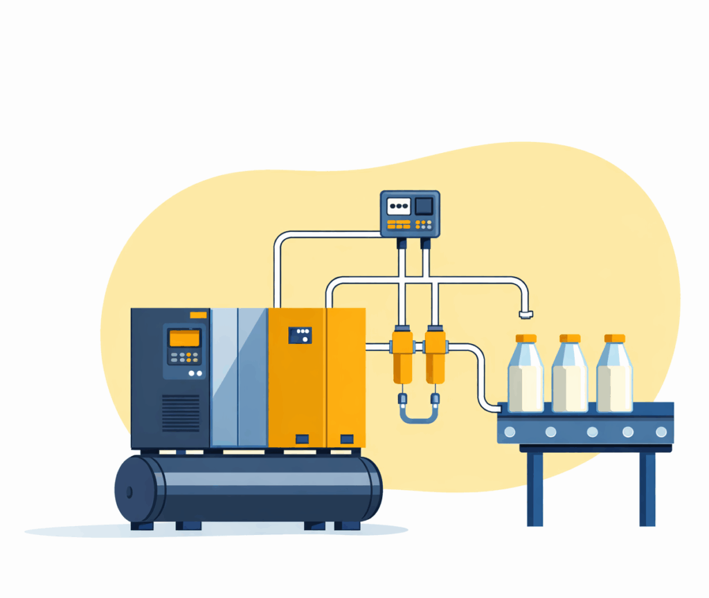 Compressed air system in food & beverage manufacturing plant