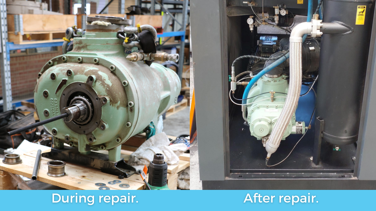 Sullair compressor during and after air end repair